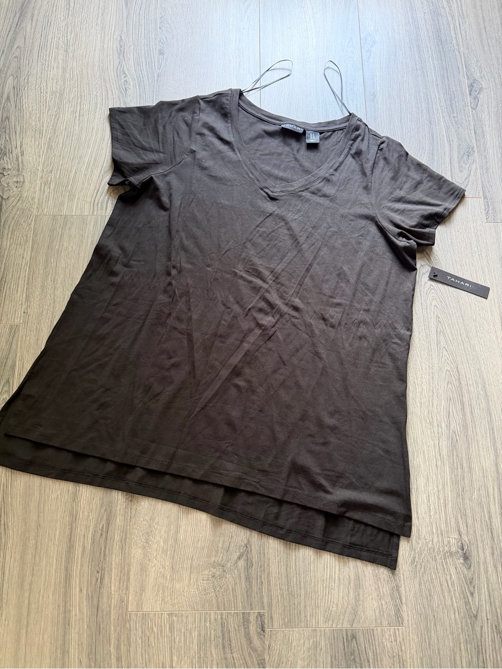 TAHARA Basic Black Short-Sleeve Tee Size XLarge